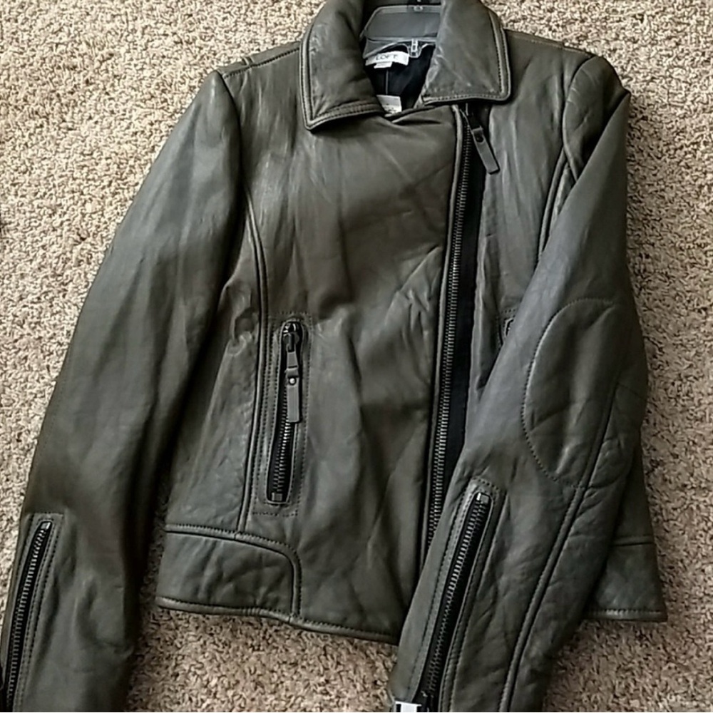 LOFT Olive Leather Jacket